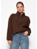 SASSYCLASSY Oversize Fleece Sweatshirt mit Reißverschluss in Braun