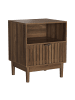 ABRIHOME Nachttisch in Braun 45x39x56,5 cm mit 1 Schublade Lattenrost Design