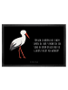 Mr. & Mrs. Panda Bodenvorleger Storch mit Spruch in Schwarz