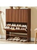 ABRIHOME Schuhschrank in Nussbaum 24 cm schmal mit Nutfront höhenverstellbar Kippschutz