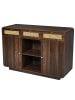 ABRIHOME Sideboard mit Rattan Goldgriffen und Offenes Regal 120x85x40 cm