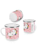 Mr. & Mrs. Panda Camping Emaille Tasse Einhorn Cocktail ohne Spruch in Rot Pastell