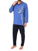 NORMANN Schlafanzug langarm Frontprint in blau