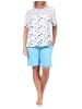 NORMANN kurzarm Shorty Schlafanzug Pyjama TupfenPunkte - 72804 in blau