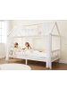 ALAVYA HOME Hausbett 90 x 200 cm mit Buchablage Weiß - mit Matratze