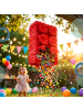 relaxdays 3-tlg. Pinata Set "Baustein" in Rot/ Gelb