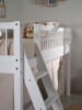 58 aufm Kessel KINDERBETT 90x200 Keeley Buche Weiß Holz Vorhang Komfort Stabil