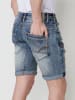KOROSHI Regular fit stretch denim bermuda shorts. in blau