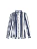 Usha Women Blouse in white navy blue