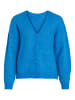 Vila Kuschelige Strickjacke Langarm V-Neck Cardigan VIJAMINA in Blau