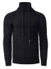 Rusty Neal Biker Grobstrick Stehkragen-Pullover in Schwarz
