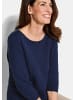 GOLDNER Kurzgröße:  Strickpullover Halbarm Baumwollpullover mit Struktur in marine