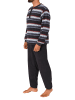 NORMANN Frottee Schlafanzug Bündchen Blockstreifen - 81334 in dunkelgrau