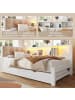 ABRIHOME 90x200cm Einzelbett Tagesbett ausziehbar mit LED