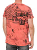 Rusty Neal Verwaschenes T-Shirt mit "Flying-Skull" Print in Koralle