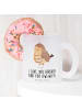 Mr. & Mrs. Panda Teetasse Eule Zufrieden mit Spruch in Transparent