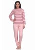 NORMANN Frottee Schlafanzug Bündchen Streifendesign - 76944 in rosa