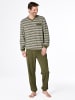 WITT WEIDEN Schlafanzug in oliv-steingrau-geringelt
