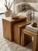 KADIMA DESIGN 3er Set Satztisch MUMBAI Massiv-Holz Wohnzimmer-Tisch in Akazie
