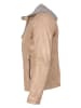 Milestone Lederjacke Lammnappa Kapuze in Beige