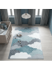 KADIMA DESIGN Kinderteppich Waschbar Wolken COGNE Strapazierfähig OEKO-TEX in Blau