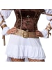 tectake Schulterloses Satinkleid mit unterschiedlich lang geschnittenem Rock, braun/we