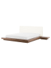 Beliani Doppelbett mit LED ZEN in Braun/Weiß - (W) 308 x (H) 86 x (L) 229 cm