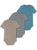 Normani Outdoor Sports 3er Set Bio Baby Body Kurzarm aus Merinowolle für Junge und Mädchen in Blau/Grau/Beige