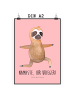 Mr. & Mrs. Panda Bild Faultier Yoga mit Spruch in Rot Pastell