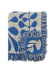 Bloomingville Decke NEVINE Blau Creme Florales Muster 160x130 cm