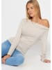 SASSYCLASSY Langarmshirt mit Raffungen in Beige