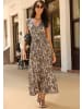 LASCANA Maxikleid in schwarz-orange bedruckt