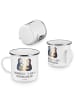Mr. & Mrs. Panda Camping Emaille Tasse 35. Hochzeitstag Leinwand... in Weiß