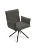 Home Nature Wohnkonzept Essstuhl aus Cord quadratisch 360° drehbar in Dunkelgrau 49x56x87 cm