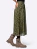 Heine Plisseerock in khaki-beige-bedruckt