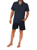 NORMANN kurzarm Schlafanzug Shorty Pyjama zum durchknöpfen in navy