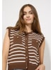 More & More Strickweste in knit stripes sweet toffee offwhite