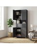 VASAGLE Badezimmerschrank in Schwarz - (B)60 x (H)170 x (T)30 cm