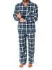 NORMANN Lange Flanell Schlafanzug Pyjama kariert - 76497 in marine