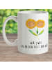 Mr. & Mrs. Panda Tasse Blume Sonnenblume mit Spruch in Weiß