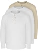 normani 3er Set Herren Langarm Shirts aus Bio-Baumwolle Neuville in Beige/Weiß/Weiß