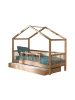 58 aufm Kessel HAUSBETT Kelci 90x200 Bettschublade Absturzschutz Buche massiv natur