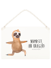 Mr. & Mrs. Panda Deko Schild Faultier Yoga mit Spruch in Transparent
