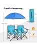 COSTWAY 2-Sitzer Campingstuhl mit Sonnenschirm in Türkis