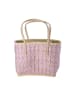 Rice Raffia-Tasche Pink mit Lederhenkeln & Stoffverschluss in pink
