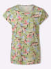 Sieh an! Kurzarm-Shirt in lindgrün-flamingo-bedruckt