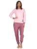 NORMANN Frottee Pyjama langarm Schlafanzug Bündchen und Pinguin - 49863 in rosa