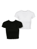 Urban Classics Cropped T-Shirts in black/white