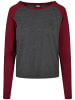 Urban Classics Urban Classics Damen Ladies Contrast Raglan Longsleeve in charcoal/burgundy