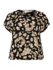KAFFE curve Kurzarm-Bluse KCbella Loose fit in Black/Sand Leo Print